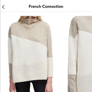 French connection patchwork mock neck sweater